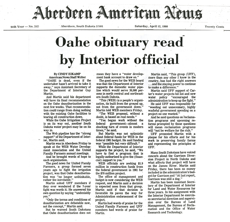 White House official proposes Oahe solution White House official proposes Oahe solution