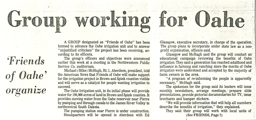 Oahe support group forms Oahe support group forms
