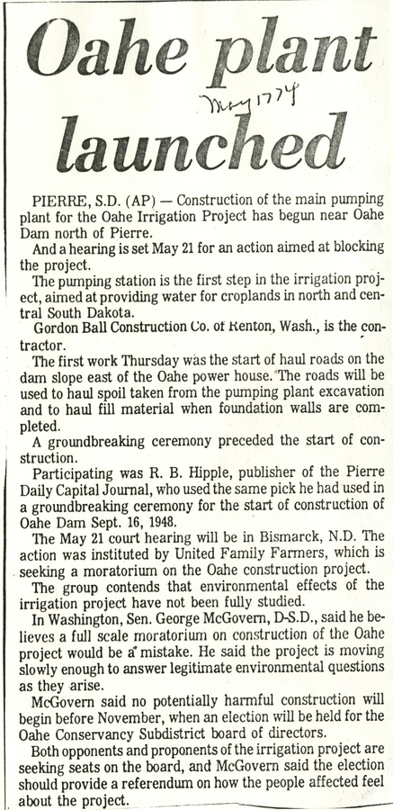 Oahe pump plant construction begins Oahe pump plant construction begins