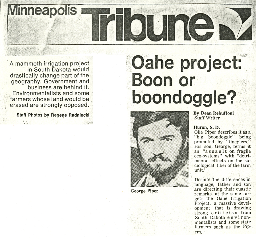 Minneapolis Tribune validates Oahe opposition Minneapolis Tribune validates Oahe opposition